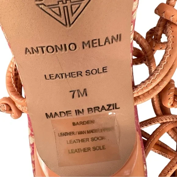 NEW Antonio Melani Barden Lace-Up Sandals Size 7 Orange Coral Leather - Picture 9 of 9